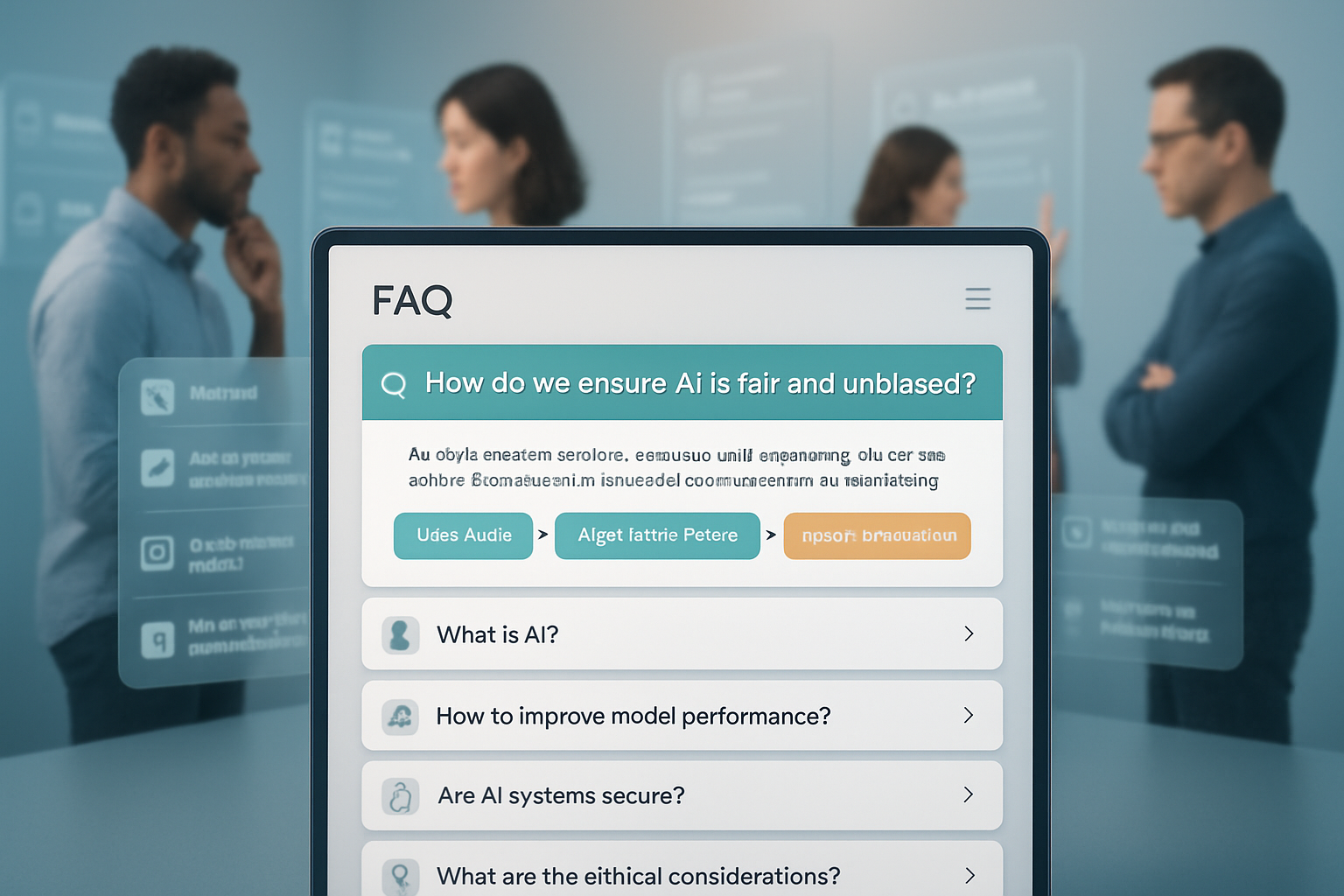 3dmodel Image PromptVisual An elegant modern interface of a digital FAQ panel or interactive knowledge base The screen displays a clean scrollable lis-1