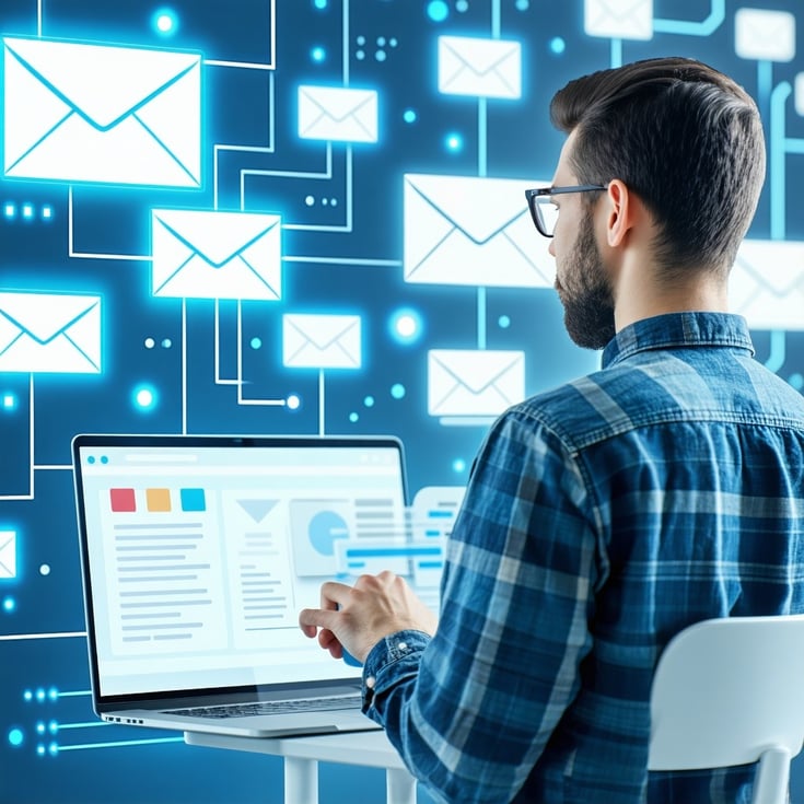 An image of a man using email automation