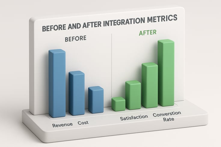 Case Study Results Visualization Before and After Integration Metrics Create a sidebyside comparison showing performance improvements from the case studies mentioned