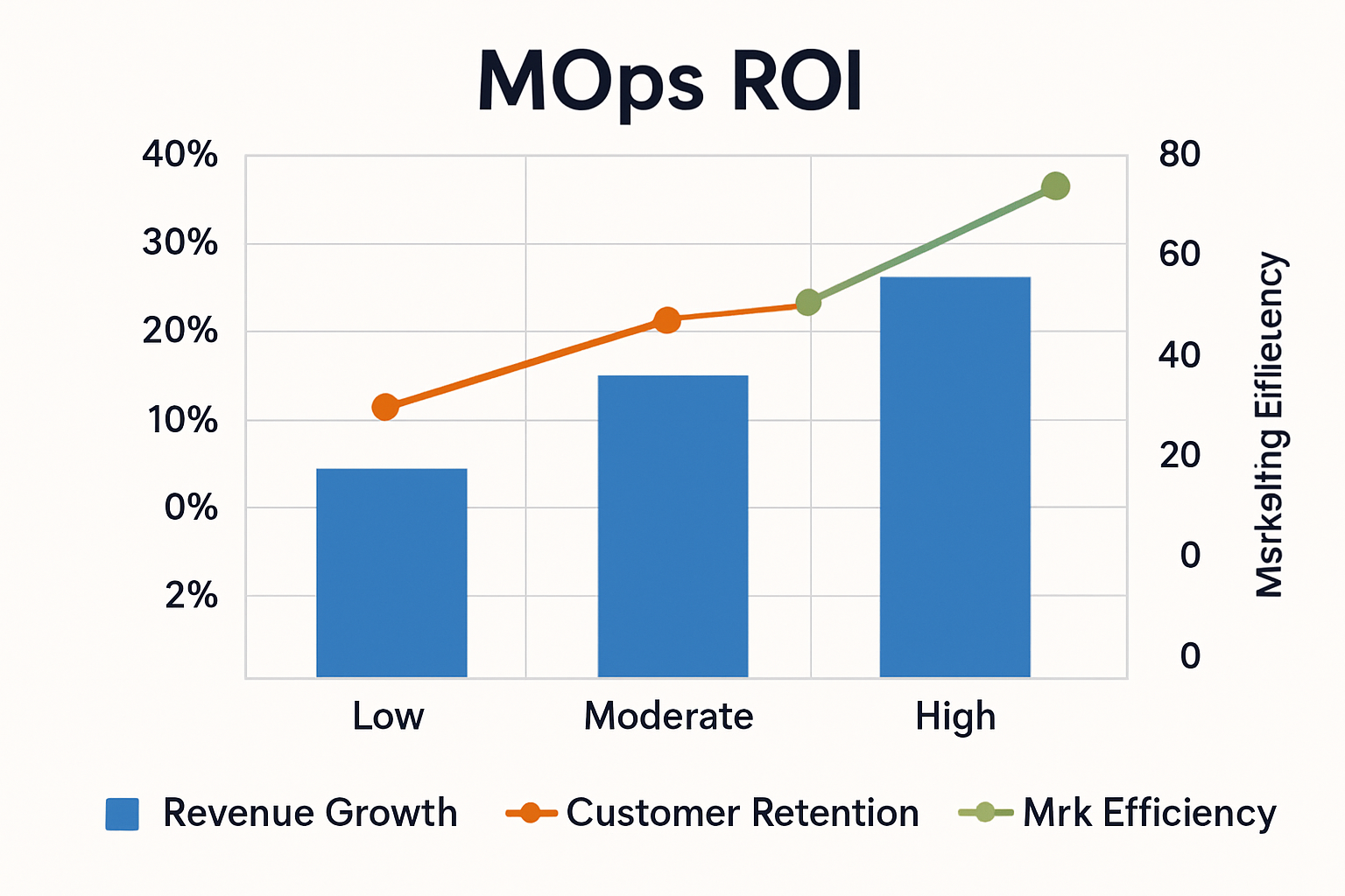 Data Visualization  MOps ROI Design a chart or graph showing the relationship between MOps maturity and key business outcomes revenue growth customer-1