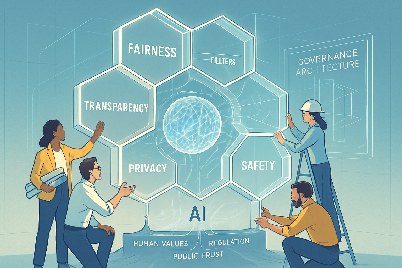 Here is a visually rich image prompt for AI Ethics and Governance Building Responsible FrameworksImage PromptSubject A diverse team of architects engi-Dec-03-2025-04-43-22-1298-PM