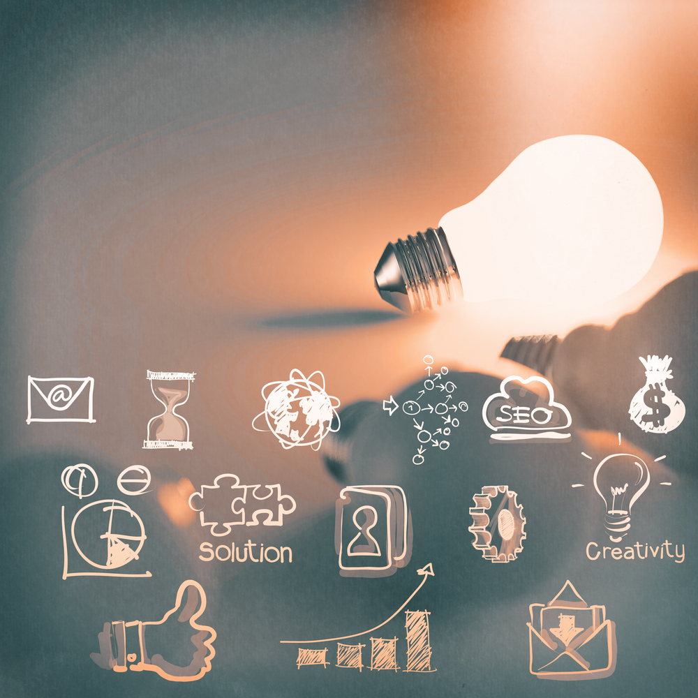 light bulb 3d on business strategy background as vintage style concept